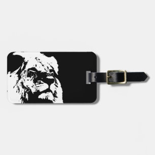 Etiqueta Para Maletas Arte pop de león blanco y negro