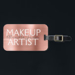 Etiqueta Para Maletas Artista de maquillaje Metalizado cepillado de oro<br><div class="desc">Oro rosado y Rosa Cepillado de oro Metalizado Artista de maquillaje Artículos de belleza Etiqueta de nombre para un Salón. El nombre y la profesión o el negocio pueden cambiarse para cualquier tipo de negocio. Póngase en contacto con el diseñador para obtener más elementos coincidentes.</div>