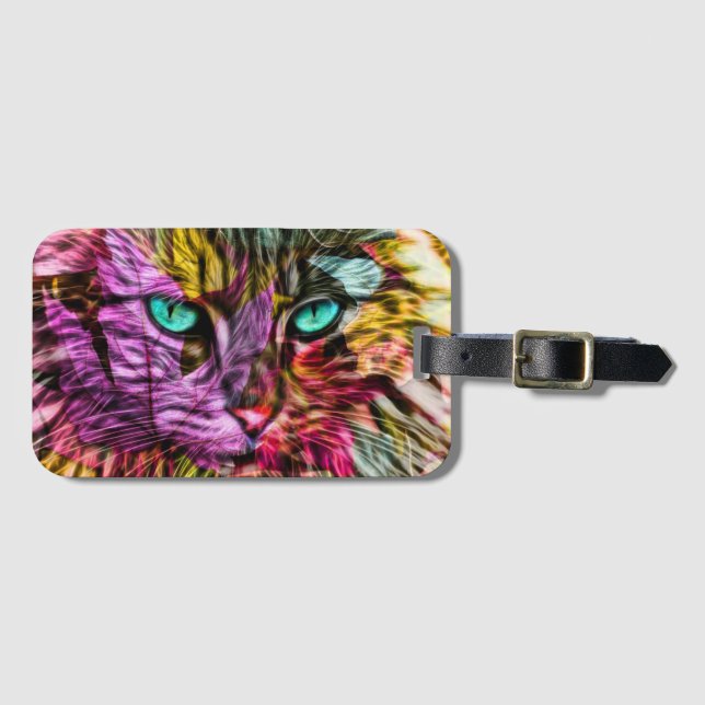 Etiqueta Para Maletas Artsy Kitty Cat (Anverso horizontal)