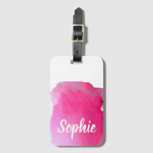 Etiqueta Para Maletas Arty personalizados acuarela rosada del viaje