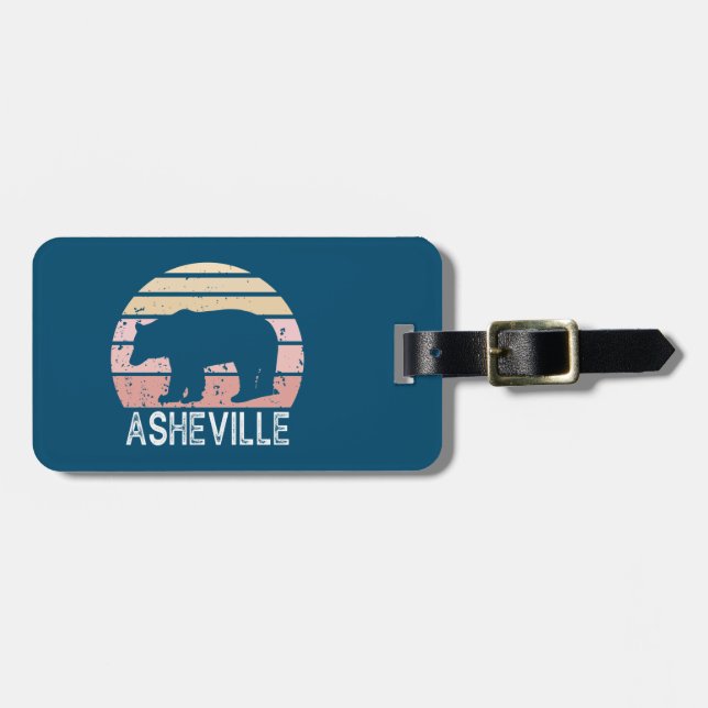 Etiqueta Para Maletas Asheville North Carolina Retro Bear (Frente Horizontal)
