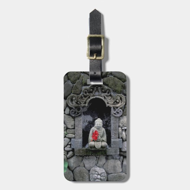 Etiqueta Para Maletas Asia, Indonesia, Bali. Un santuario de Buda (Frente Vertical)