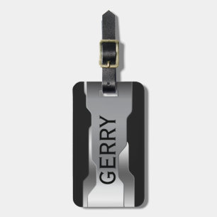 Etiqueta Para Maletas Aspecto de acero inoxidable metálico geométrico pl