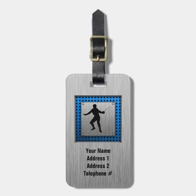 Etiqueta Para Maletas Aspecto metalizado cepillado Silhouette de cercas (Frente Vertical)