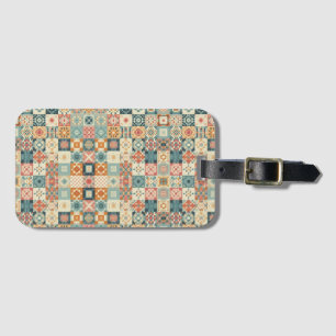 Etiqueta Para Maletas Aspecto vintage y tejido de mosaico