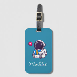 Etiqueta Para Maletas Astronauta leyendo libros niños lindos