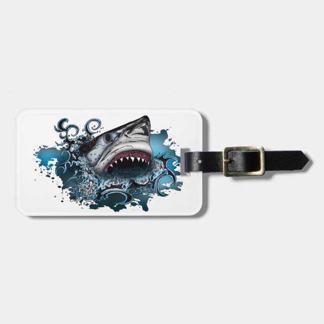 Etiqueta Para Maletas Ataque a tiburones (Frente Horizontal)