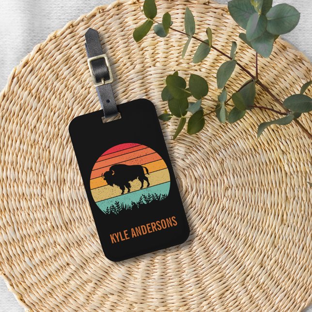Etiqueta Para Maletas Atardecer de búfalo personalizado (Subido por el creador)