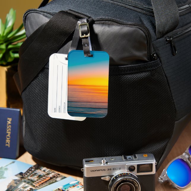 Etiqueta Para Maletas Atardecer de playa (Anverso & Reverso)