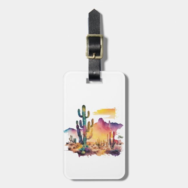 Etiqueta Para Maletas Atardecer del desierto acuático de México (Frente Vertical)