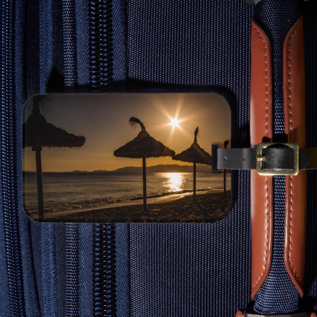 Etiqueta Para Maletas Atardecer en la playa, Mallorca, España (Anverso In Situ 4)