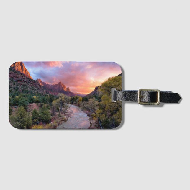 Etiqueta Para Maletas Atardecer sobre Watchman (Anverso horizontal)