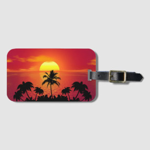 Etiqueta Para Maletas Atardecer Tropical