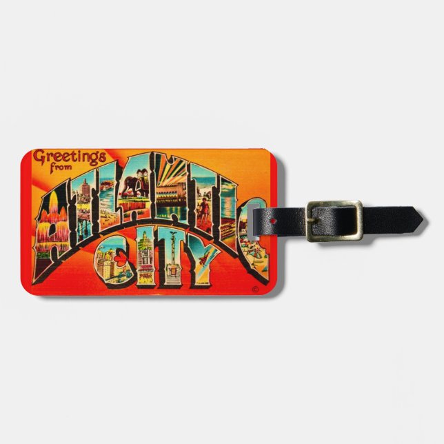 Etiqueta Para Maletas Atlántico Ciudad Retro (Frente Horizontal)