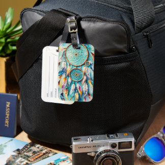 Etiqueta Para Maletas Atrapa sueños amerindio boho, acuarela