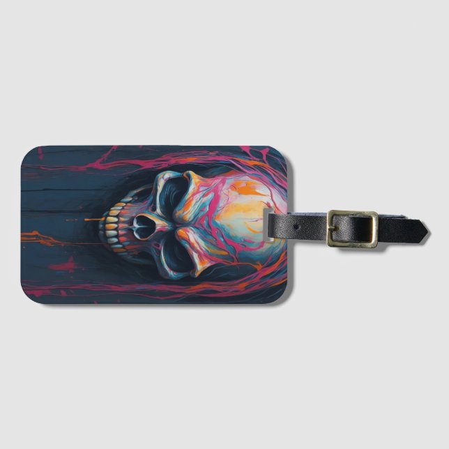 Etiqueta Para Maletas Audaz Skull Edgy & Vibrant Travel (Anverso horizontal)