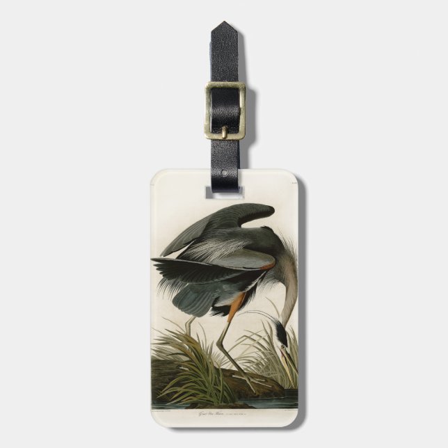 Etiqueta Para Maletas Audubon Great Blue Heron Marsh Bird (Frente Vertical)