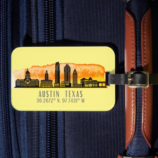 Etiqueta Para Maletas Austin Skyline Latitude (Anverso In Situ 4)