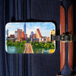 Etiqueta Para Maletas Austin Texas Vintage Travel City Watercolor