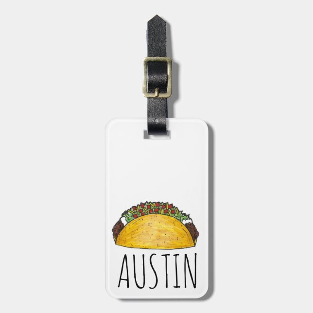 Etiqueta Para Maletas Austin TX Texas Taco Tex Mex (Frente Vertical)