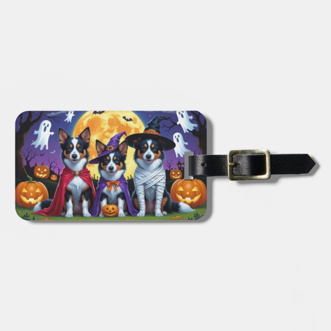 Etiqueta Para Maletas Australia Kelpies Dogs Calabaza Halloween Funny (Frente Horizontal)