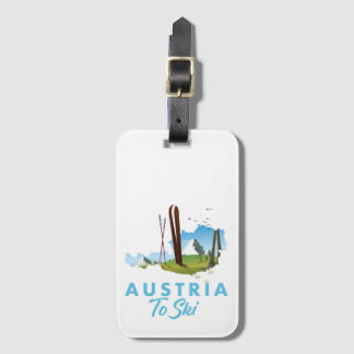 Etiqueta Para Maletas Austria para esquiar. Imán botón poster