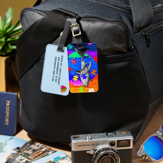 Etiqueta Para Maletas Autism Shark (Anverso & Reverso)