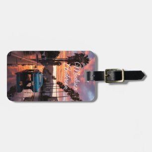 Etiqueta Para Maletas Auto retro y palm Sunset personalizado