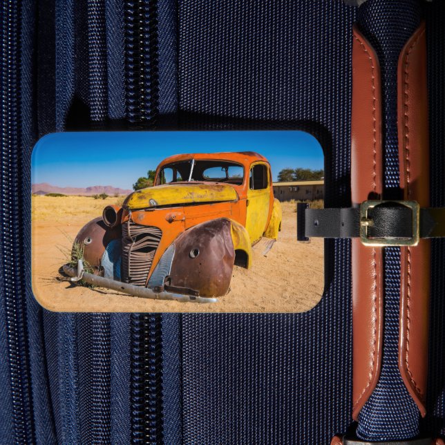 Etiqueta Para Maletas Auto viejo y abandonado en Solitaire, Namibia (Anverso In Situ 4)