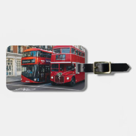 Etiqueta Para Maletas Autobuses rojos de dos pisos