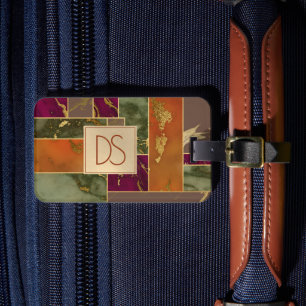 Etiqueta Para Maletas Autumn Luxury   Mármol geométrico de oro de tono j