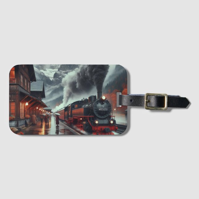 Etiqueta Para Maletas Autumn Mountain Train Journey (Anverso horizontal)