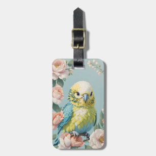 Etiqueta Para Maletas Ave De Parakeet De Bebé Amarillo Y Azul