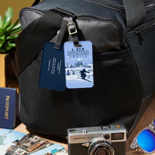 Etiqueta Para Maletas Aventura al aire libre snowboard Winter (Anverso & Reverso)