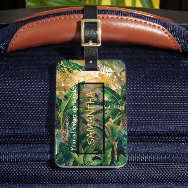Etiqueta Para Maletas AVENTURA BANANA JUNGLE NOMBRE PERSONALIZADO etique (Anverso In situ 2)