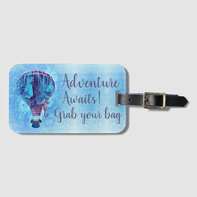 Etiqueta Para Maletas Aventura con globo acuático (Anverso horizontal)