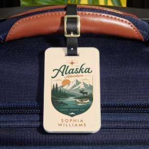 Etiqueta Para Maletas Aventura de Alaska Rosa Suave Pastel Personalizado