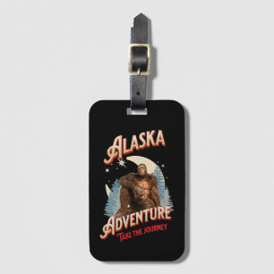 Etiqueta Para Maletas Aventura de Bigfoot de Alaska Arte de Retro Natura