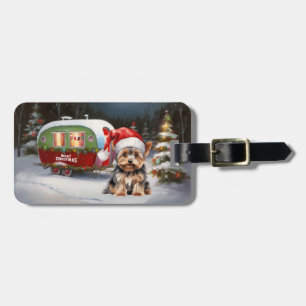 Etiqueta Para Maletas Aventura de los Navidades de la Caravana Terrier d