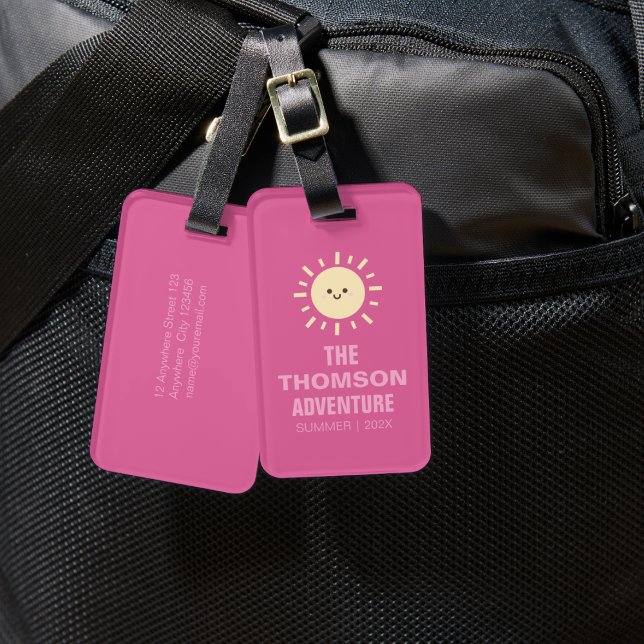 Etiqueta Para Maletas Aventura familiar de verano rosa moderada (Subido por el creador)