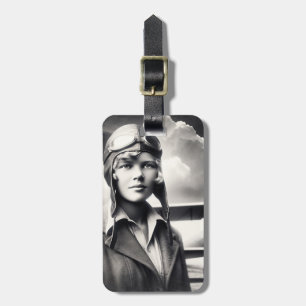 Etiqueta Para Maletas Aventurera Aviadora Femenina Vintage Amelia Earhar