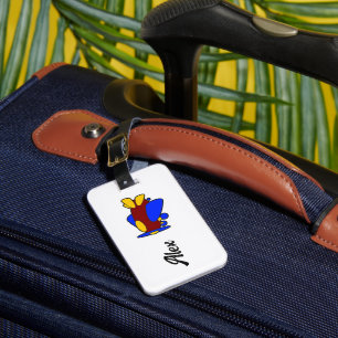 Etiqueta Para Maletas Avión de dibujos animados rojo amarillo azul lindo