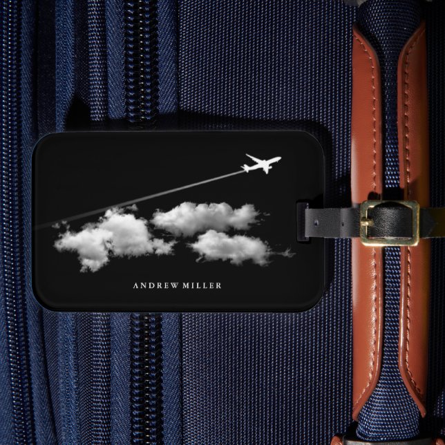 Etiqueta Para Maletas ©Avión de ida/vuelta/Piloto personalizado (Anverso In Situ 4)