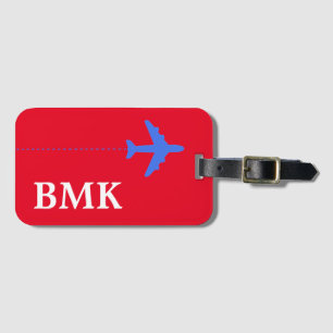 Etiqueta Para Maletas avión de iniciales personalizadas