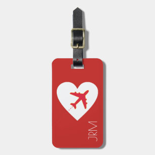 Etiqueta Para Maletas avión de viaje de amor rojo personalizado
