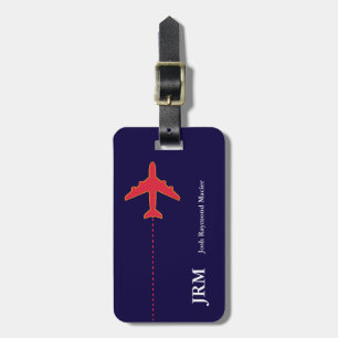 Etiqueta Para Maletas avión de viaje rojo/azul personalizado