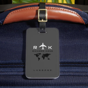 Etiqueta Para Maletas Avión internacional del Mapa Mundial