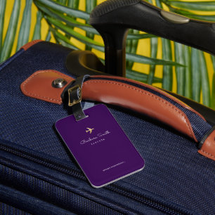Etiqueta Para Maletas Avión minimalista viaja morado