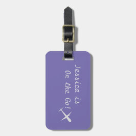 Etiqueta Para Maletas Avión personalizado "On the Go", Periwinkle