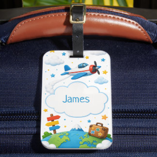 Etiqueta Para Maletas Avión personalizado para niños de gran aventura
